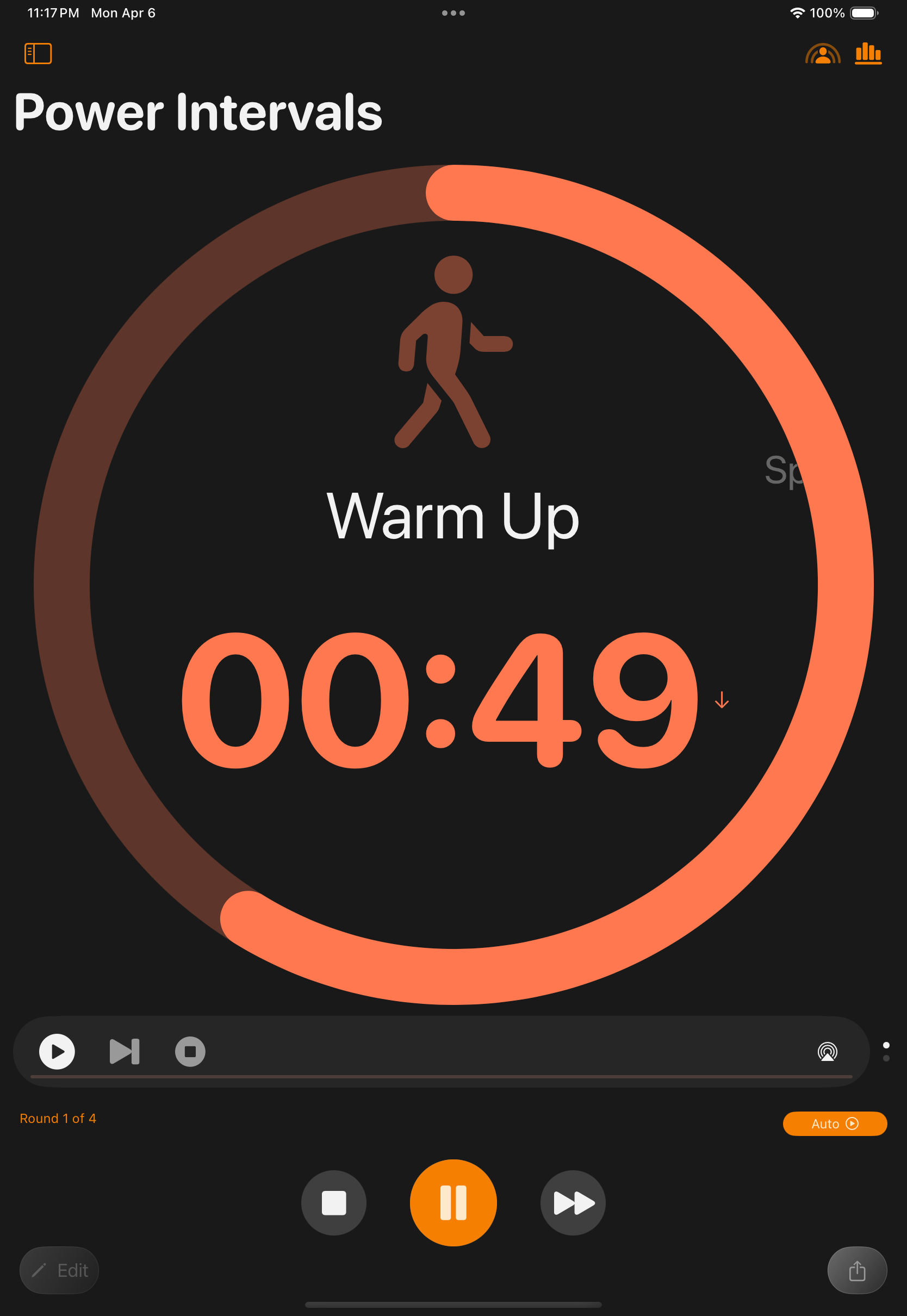 Runner screen on iPad